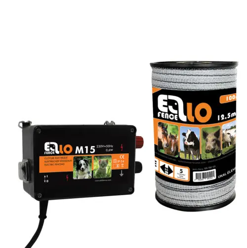 Weidezaun Komplettset Ellofence Hund Katze, Weidezaunband, 10 Pfähle, Erdung