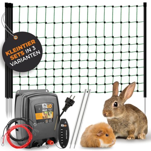 Ellofence Weidezaun Kleintier Set - Starkes 230V Weidezaungerät, 12m elektrifizierbares Netz (550016)