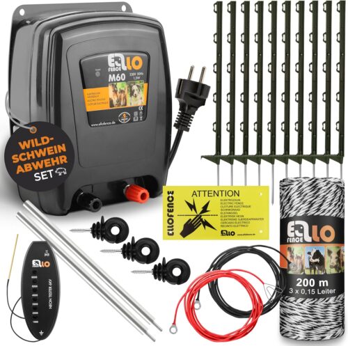 Wildschweinabwehr Set (50m) - Effektiver Elektrozaun gegen Wildschweine (550 024)