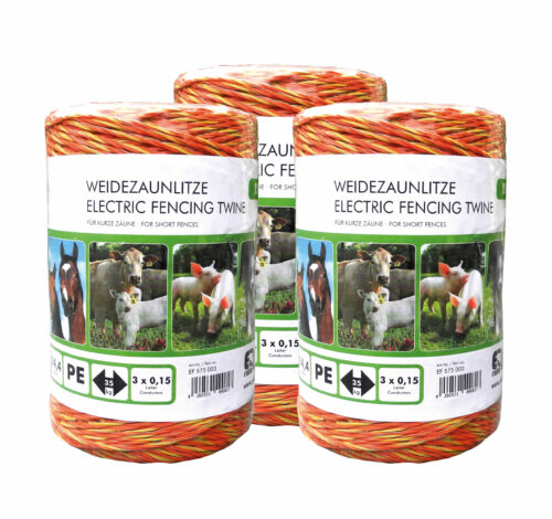 Weidezaunlitze Ellofarm standard, orange-gelb 3 Leiter Nirosta 3 x 250m