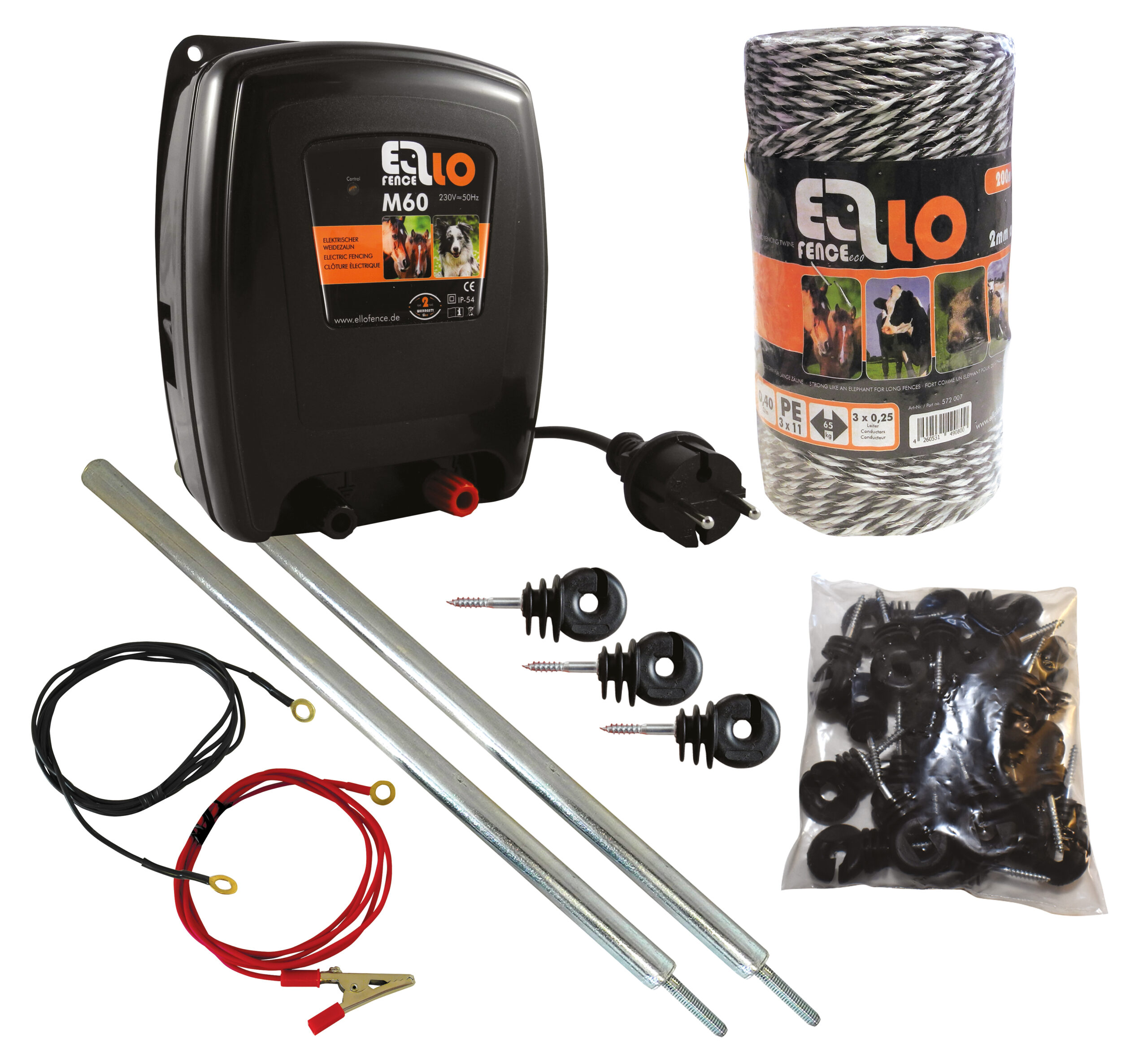 550 022_Ellofence_Hobby_Set_Band_M60+Litze200m+Isolator+Erdpfahl_2022