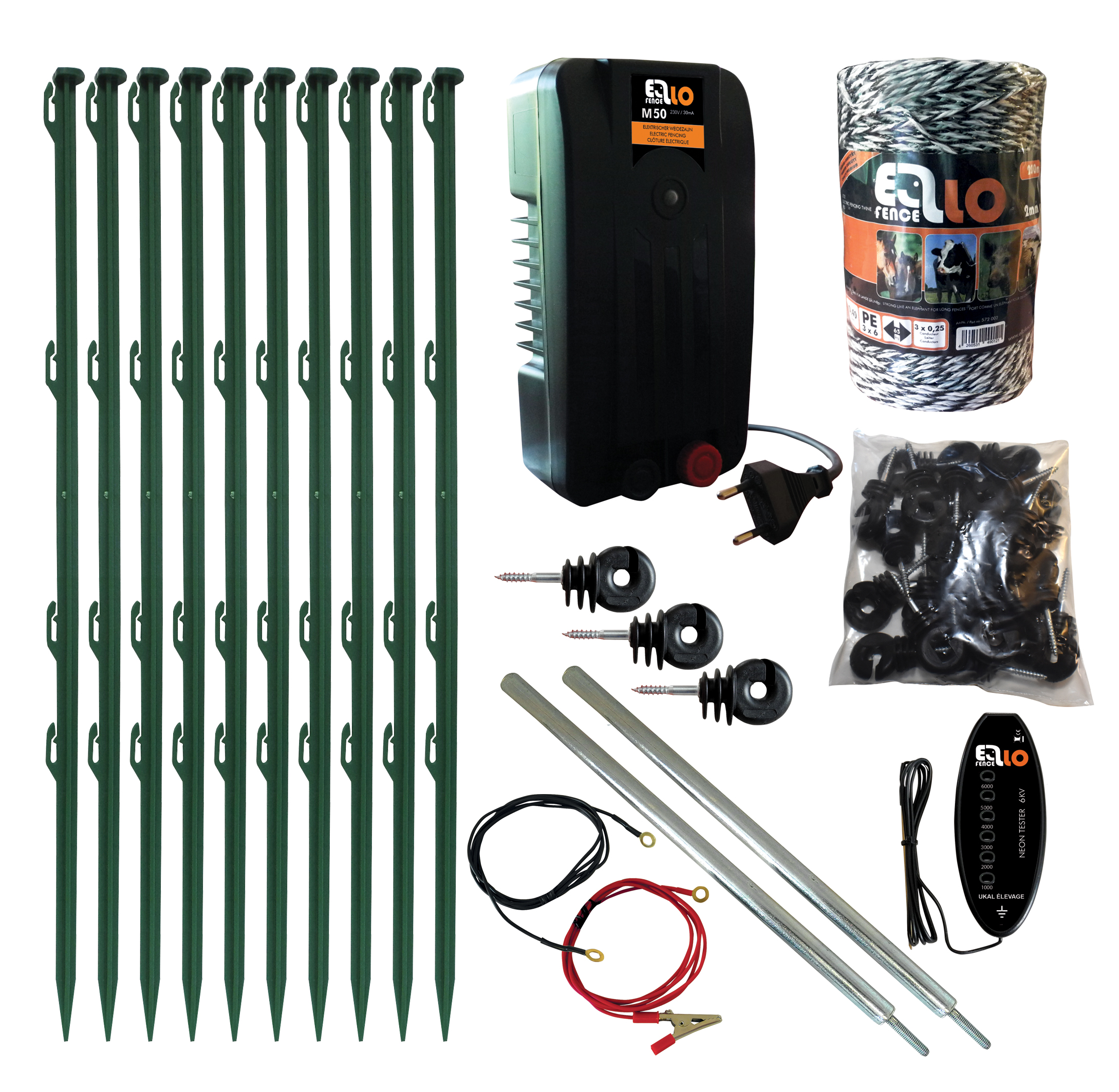 550009_Ellofence Kleintier Weidezaun Starterset mit 200m_Litze - M50+2023