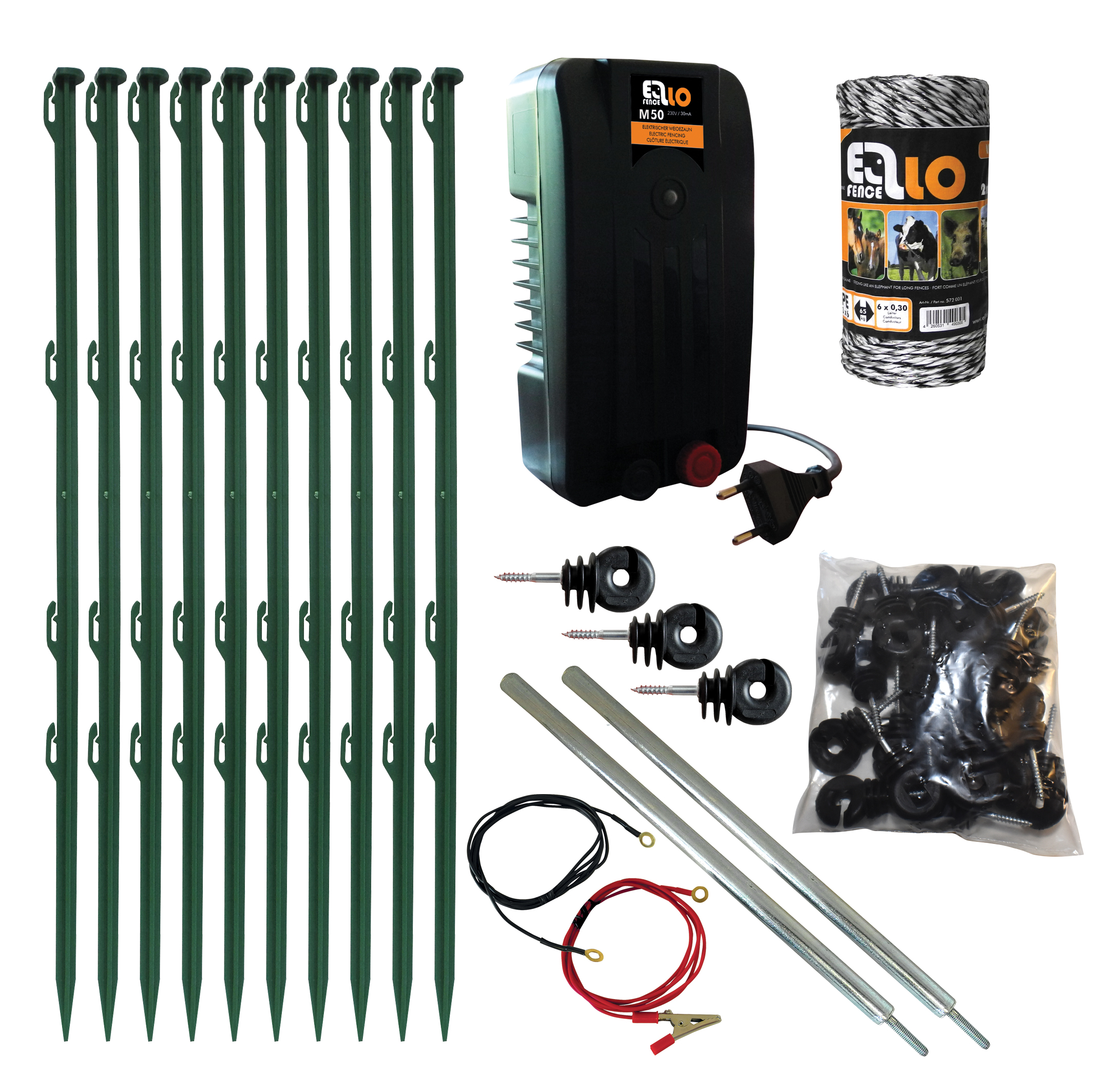 550013_Ellofence Kleintier Weidezaun Starterset mit Litze - M50+2023